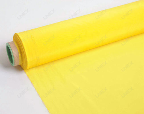 Maille jaune blanche 136cm d'impression d'écran en soie de polyester de 365 microns