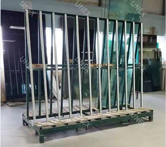 Connexion adaptée aux besoins du client un type support en verre de cadre avec le chariot élévateur